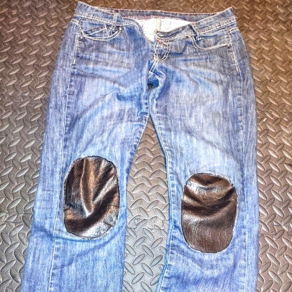 Marithe Francois Girbaud Other - Rare slim straight GIRBAUD jeans, distressed custom goatskin knee covers. 31/32